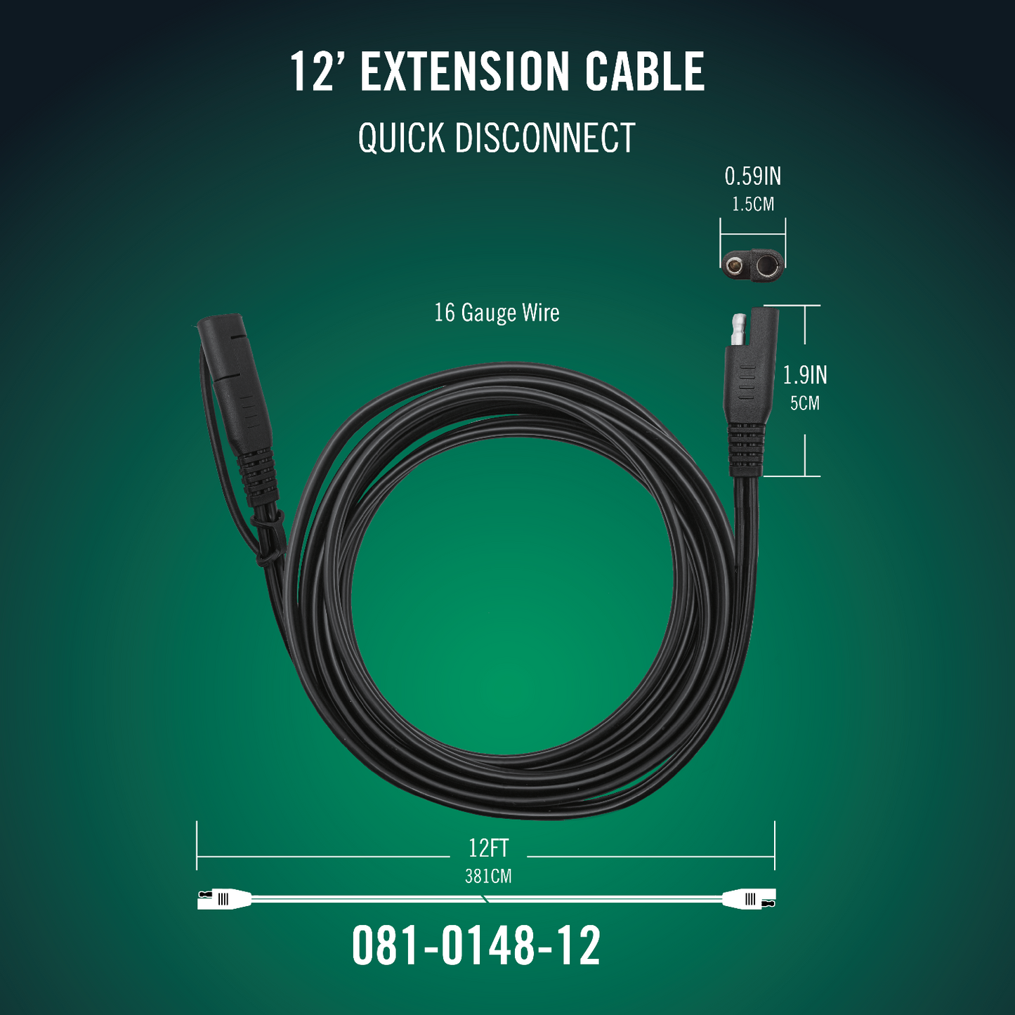 Battery Tender® 12ft SAE Quick Disconnect Extension Cable