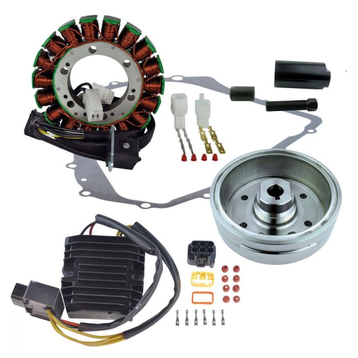 Improved Flywheel + Flywheel Puller + Stator + Mosfet Regulator + Gasket for Suzuki Eiger 2002-2007