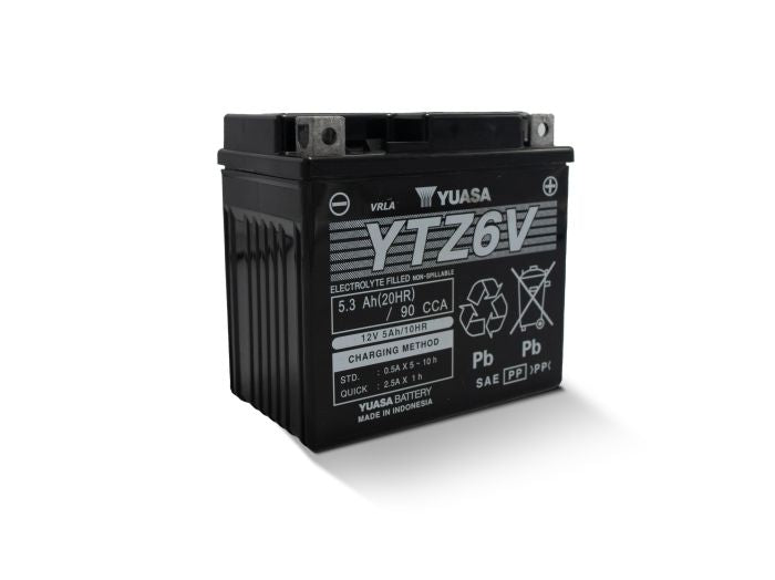 Yuasa YTZ6V Factory Activated, Maintenance Free - YUAM726ZS