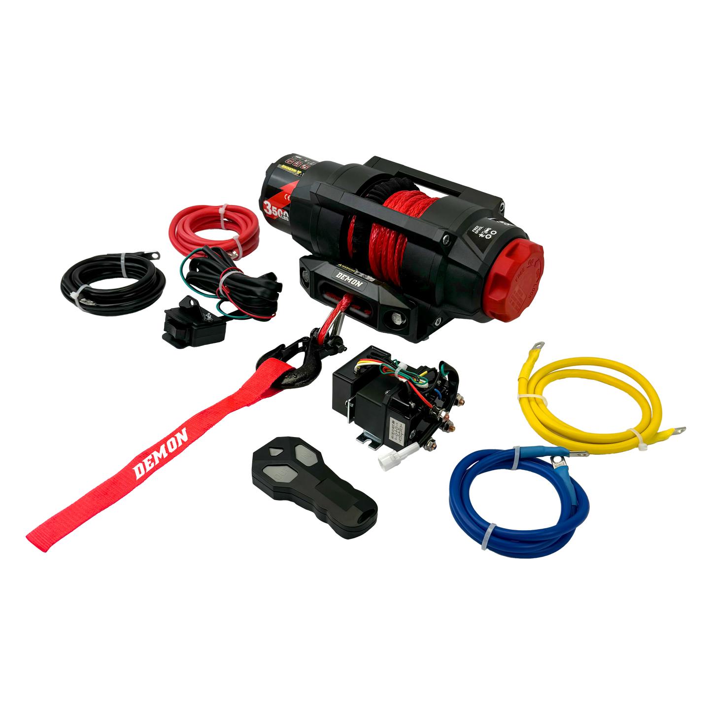 Heavy Duty 3500Lb  Synthetic Rope Winch w/Wireless Remote