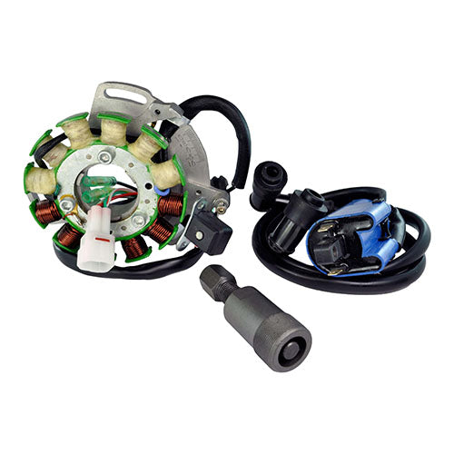 RM Stator Kit Stator 100 W + Ext Ign Coil + Backplate + Puller