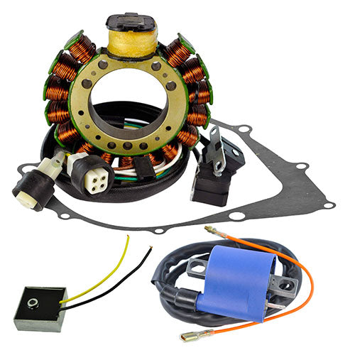 Stator + Crankcase Cover Gasket + External Ignition Coil for Yamaha Warrior / Big Bear 1987-1989