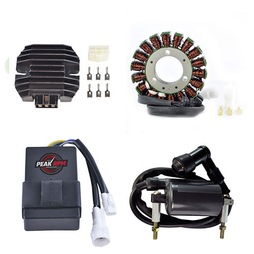 Stator + CDI Box + Voltage Regulator Rectifier + External Ignition Coil for Kawasaki Bayou 1989-1998