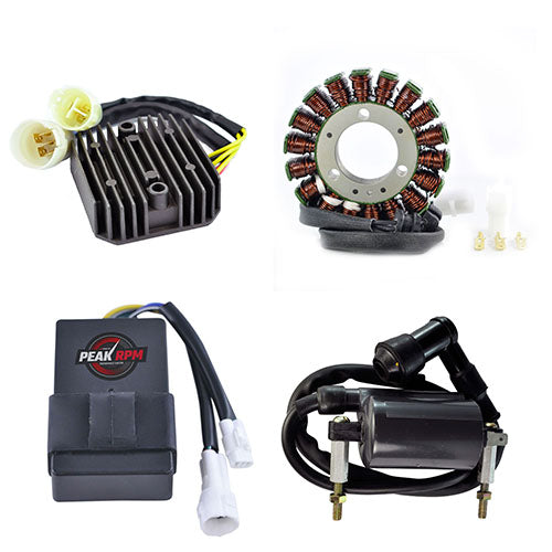 Stator + Regulator Rectifier + CDI Box + External Ignition Coil for Kawasaki Bayou 1999-2004