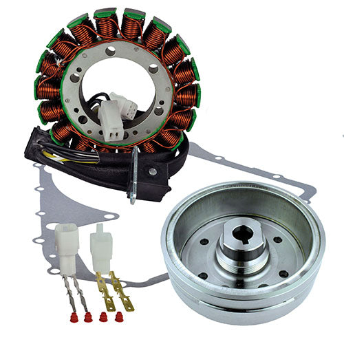 Magneto Flywheel + Stator + Crankcase Cover Gasket for Suzuki 2002-2008