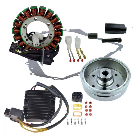 Improved Flywheel + Flywheel Puller + Stator + Mosfet Regulator + Gasket for Suzuki Eiger 2002-2007