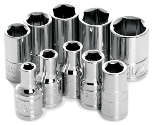 10PC 1/4" Driver 6PT Sae Socket Set - W36002