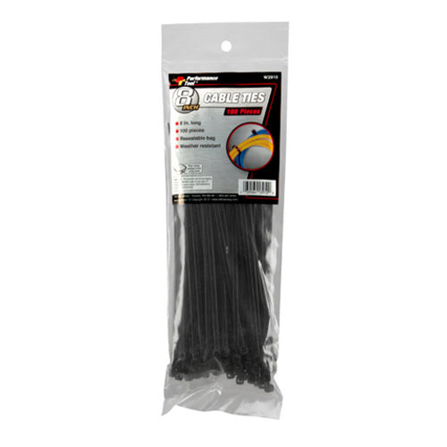 100 Pc 8" Cable Tie Set Black - W2910