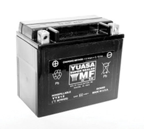 Yuasa YTX12 Factory Activated Maintenance Free 12 Volt Battery - YUAM7RH2STWN
