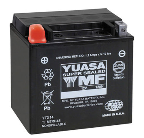 Yuasa YTX14 Factory Activated Maintenance Free 12 Volt Battery - YUAM7RH4S