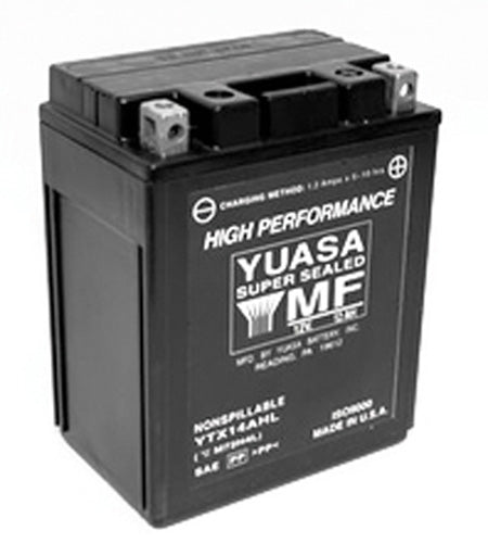 Yuasa YTX14AHL Factory Activated Maintenance Free 12 Volt Batt - YUAM72H4L