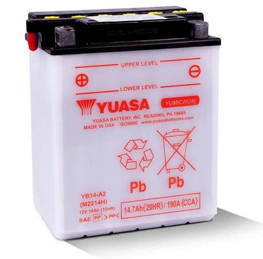 Yuasa YB14-A2 YUMICRON-12 Volt Battery - YUAM2214HIND