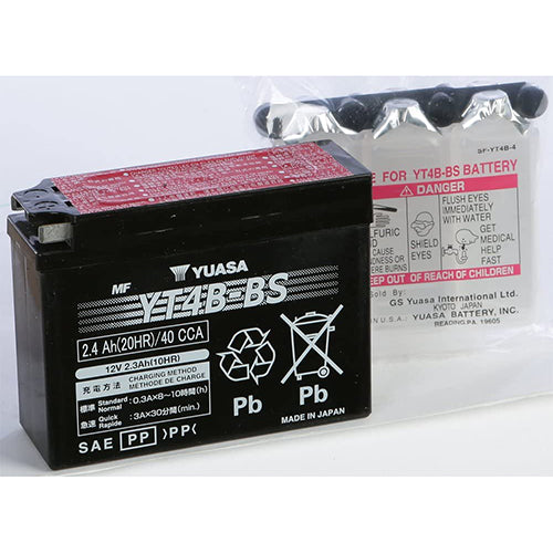 Yuasa YT4B-BS Maintenance Free 12 Volt Battery - YUAM62T4B