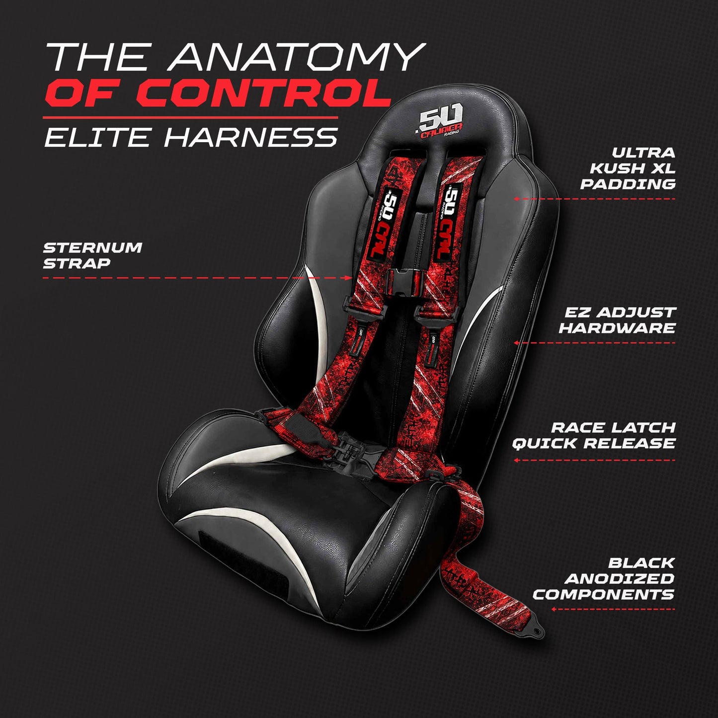 2" & 3" 4pt & 5pt Elite Series Race Latch "EZ" Adjust Harness