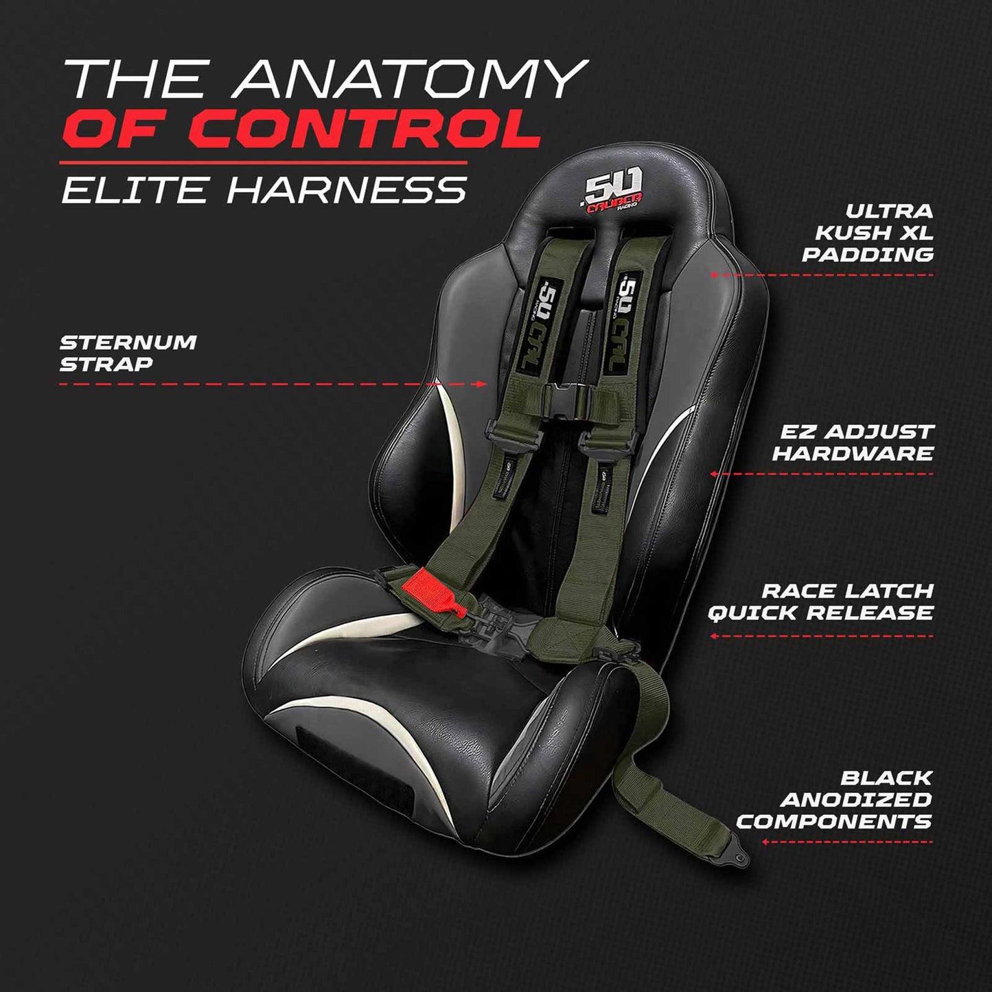 2" & 3" 4pt & 5pt Elite Series Race Latch "EZ" Adjust Harness