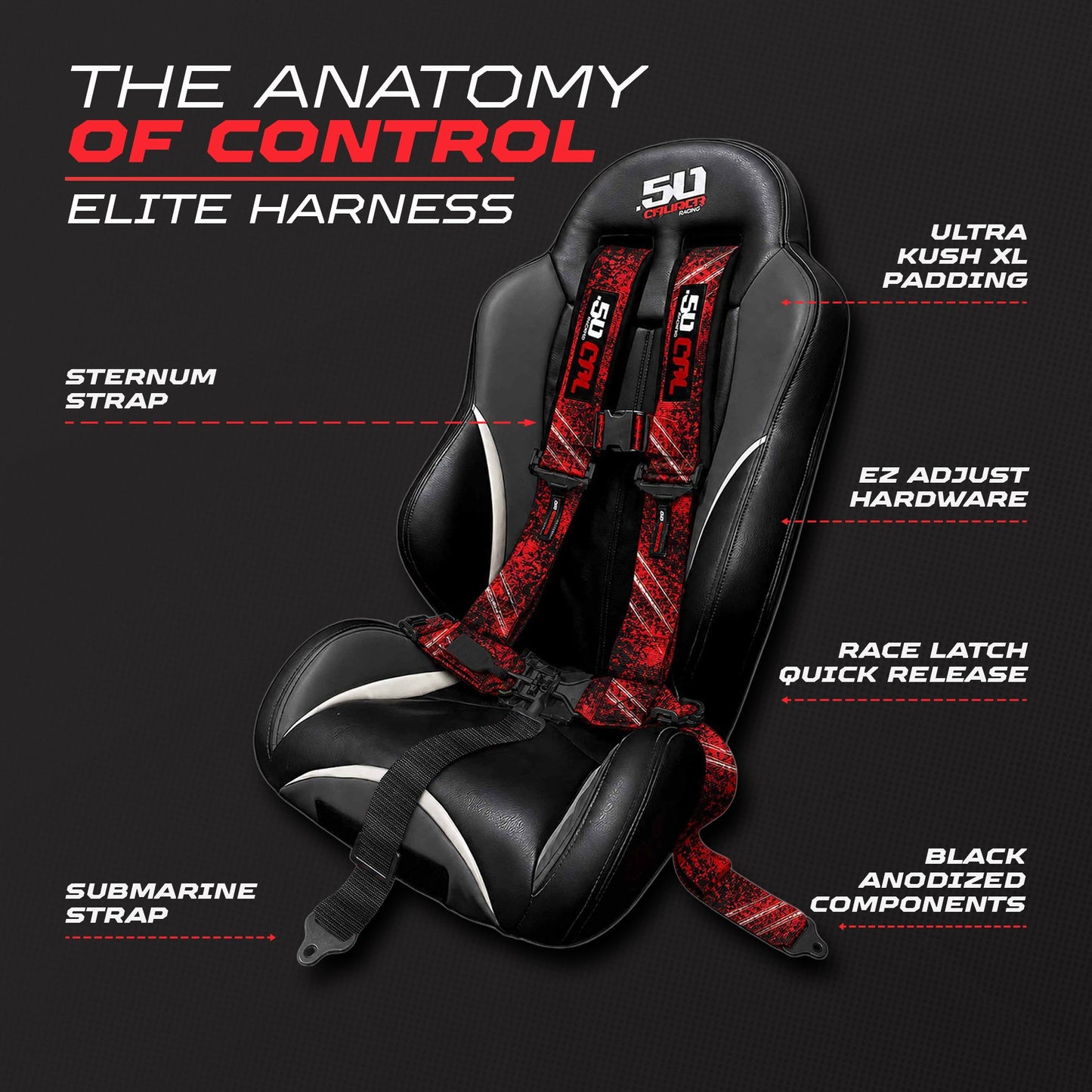 2" & 3" 4pt & 5pt Elite Series Race Latch "EZ" Adjust Harness