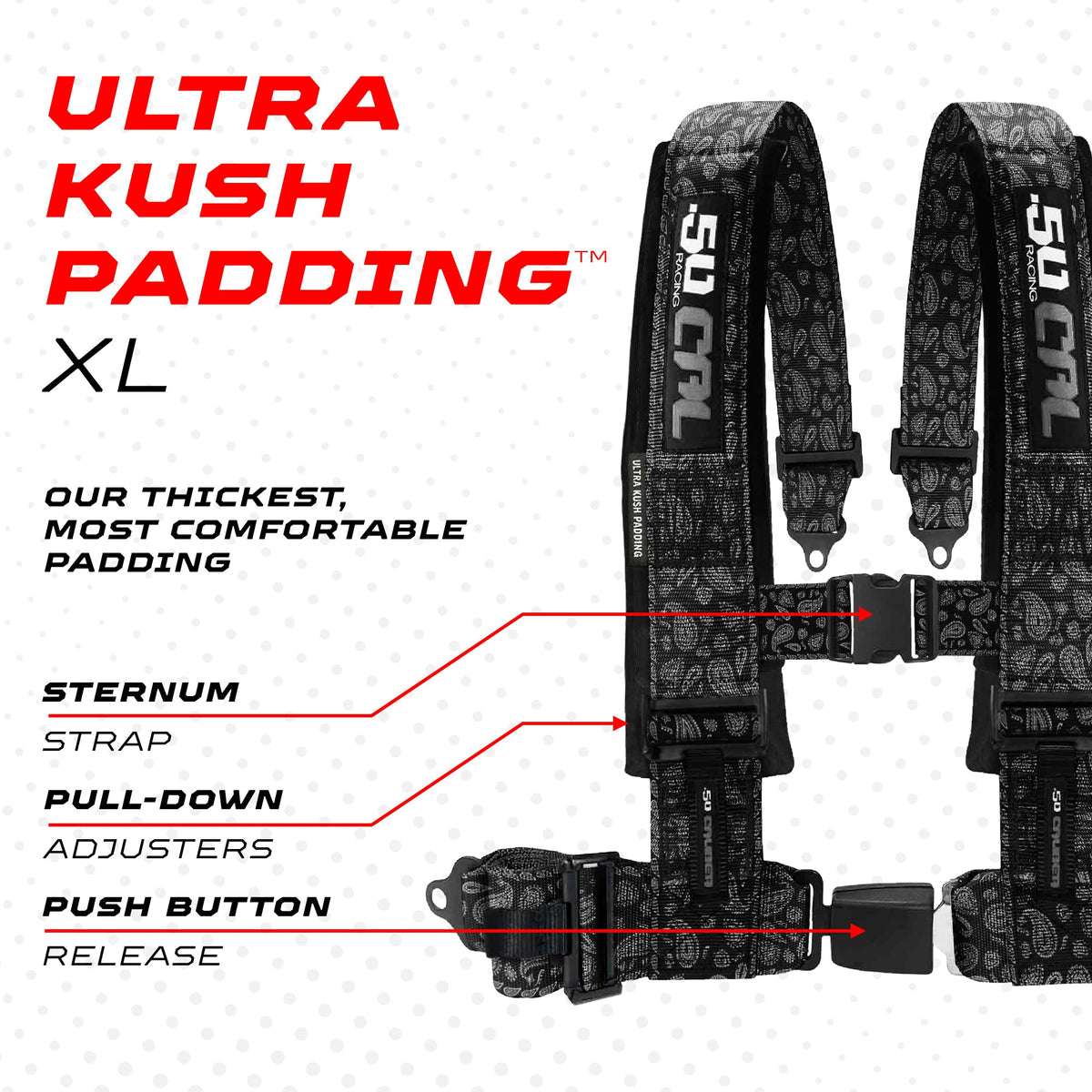 Elite Series 2" & 3" 4 point Harness with push button release
