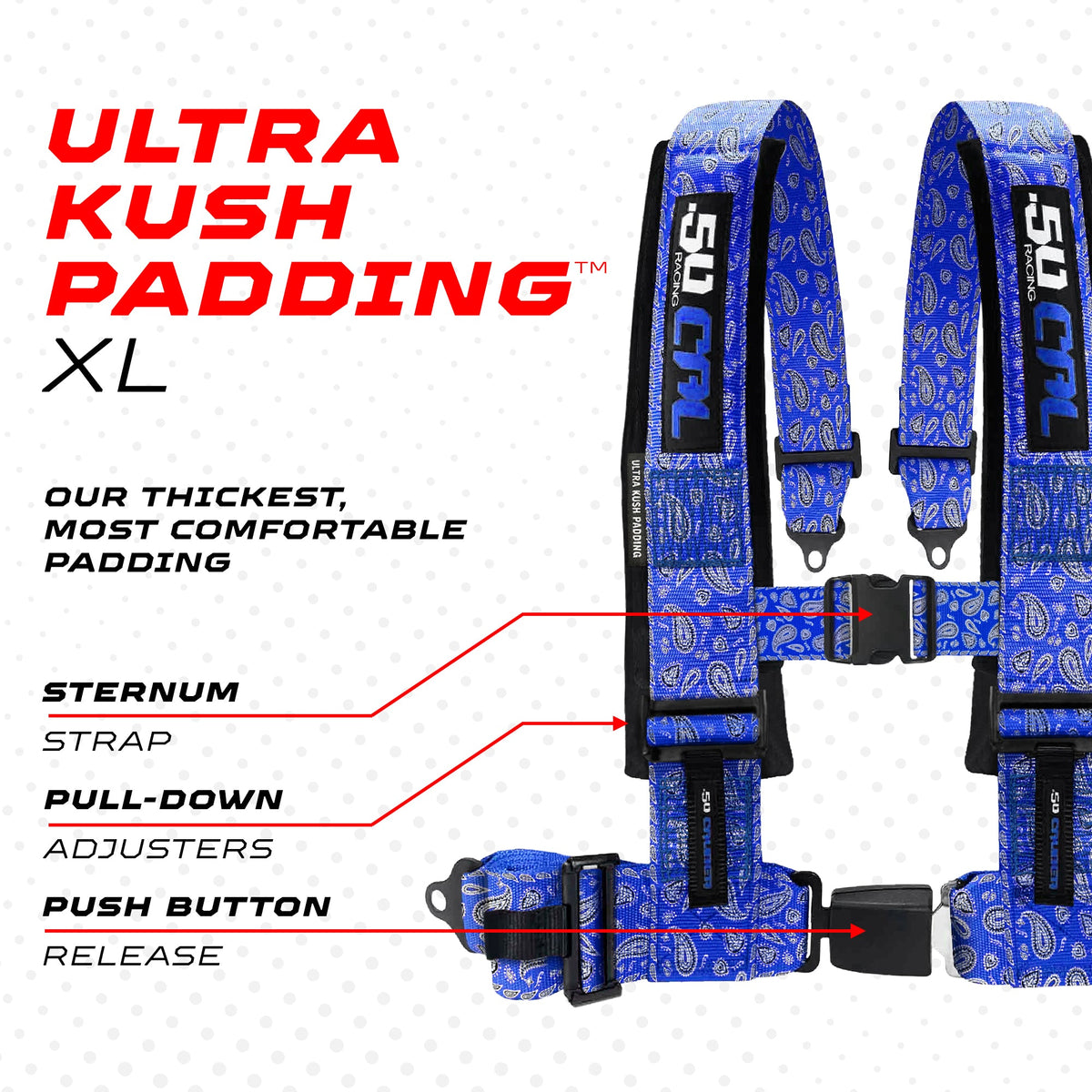 Elite Series 2" & 3" 4 point Harness with push button release