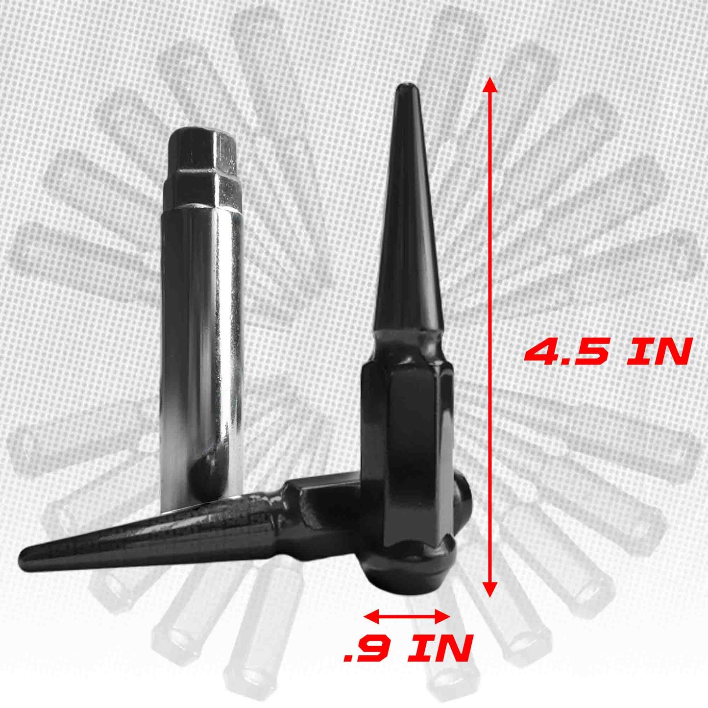 12x1.5mm Extended Spike Lug Nuts - 60 Degree Taper Seat