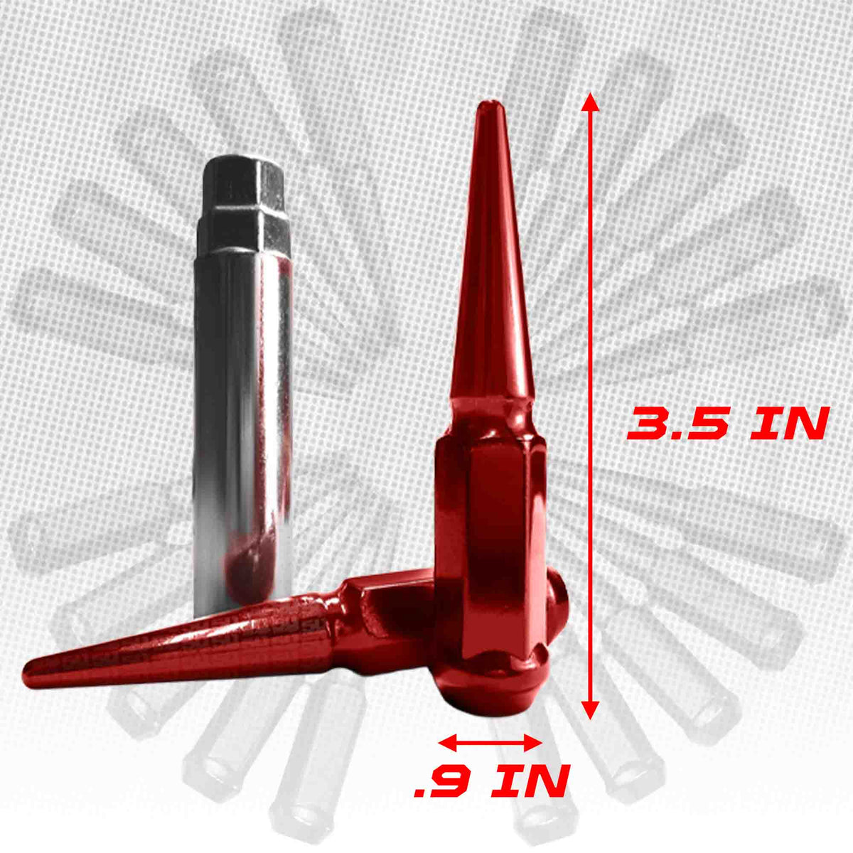 12x1.25mm Extended Spike Lug Nuts - 60 Degree Taper Seat