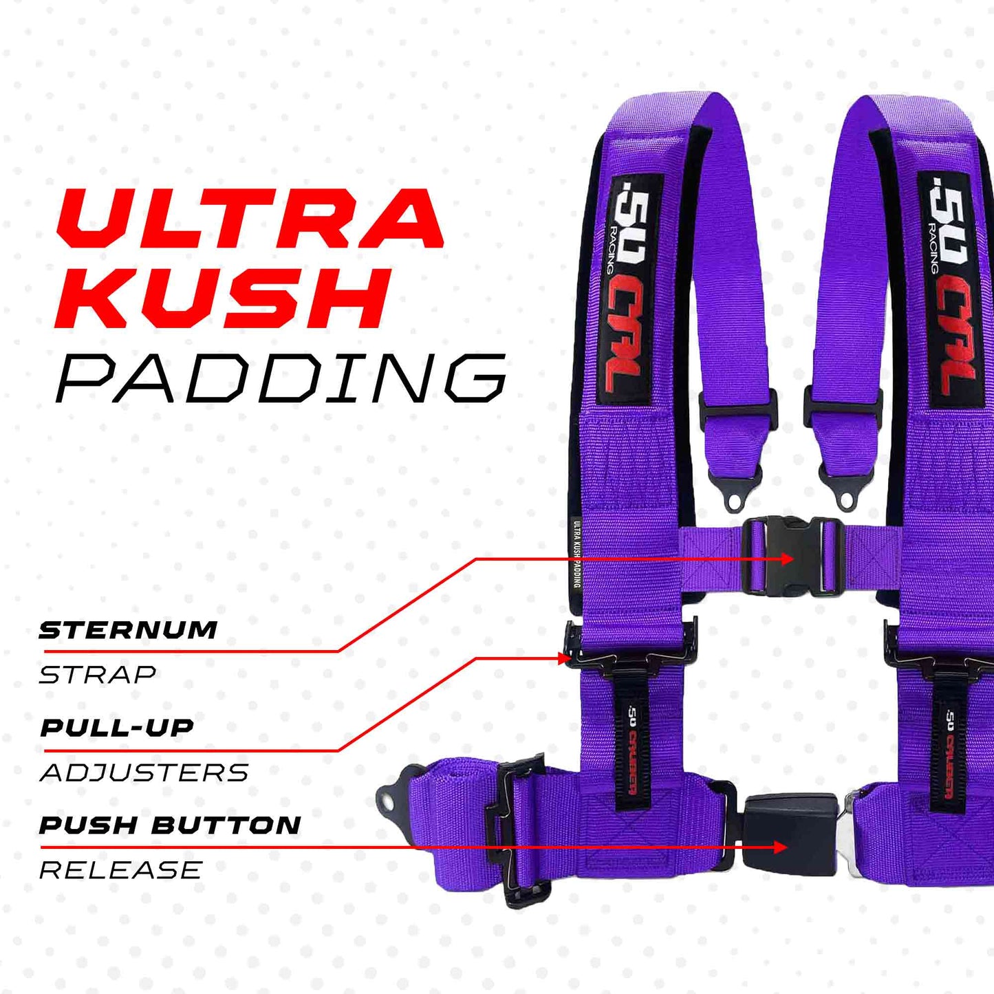 Pro Series 2" & 3" 4 point Harness with push button release
