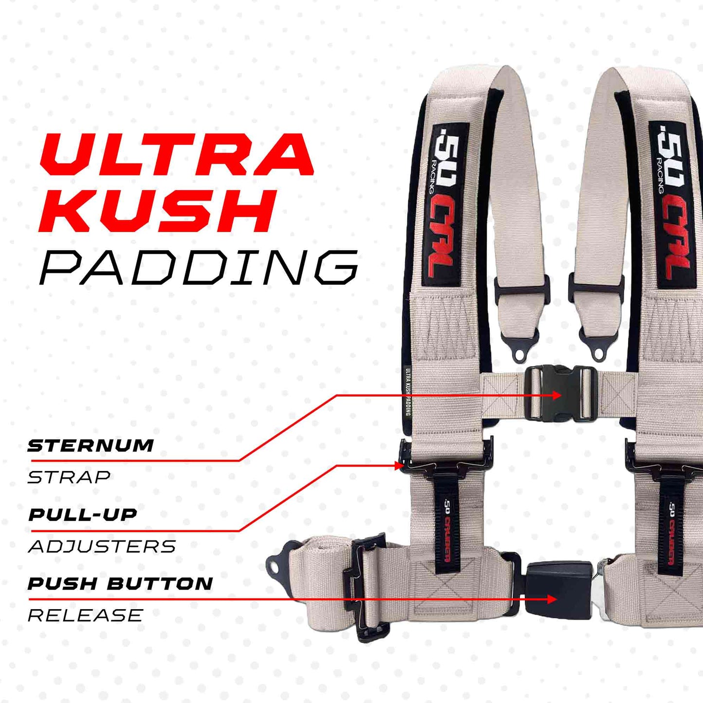 Pro Series 2" & 3" 4 point Harness with push button release