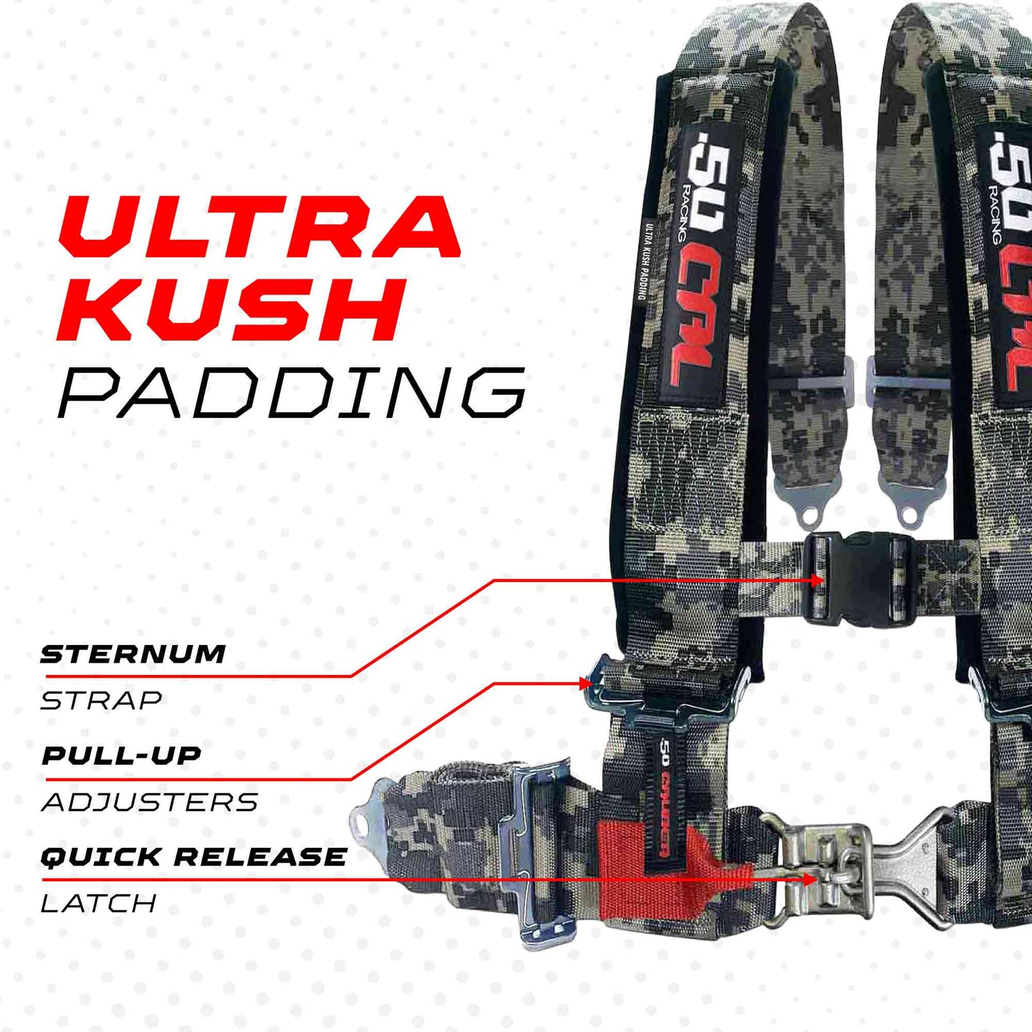 Pro Series 3" 4 point Latch Harness 50 Caliber Racing