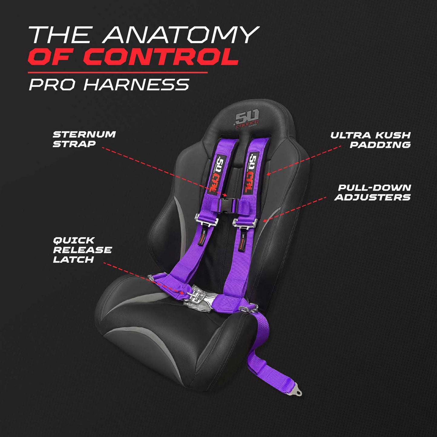 Pro Series 2" 4 point Latch Harness 50 Caliber Racing Harness