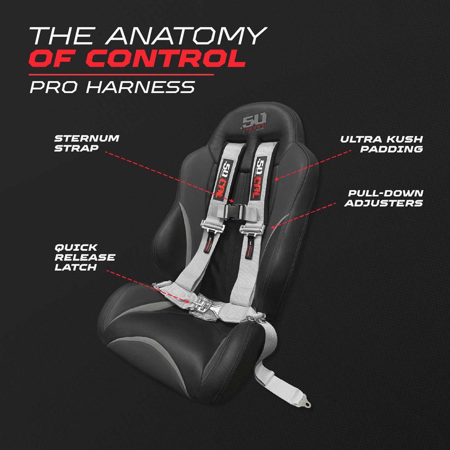 Pro Series 3" 4 point Latch Harness 50 Caliber Racing