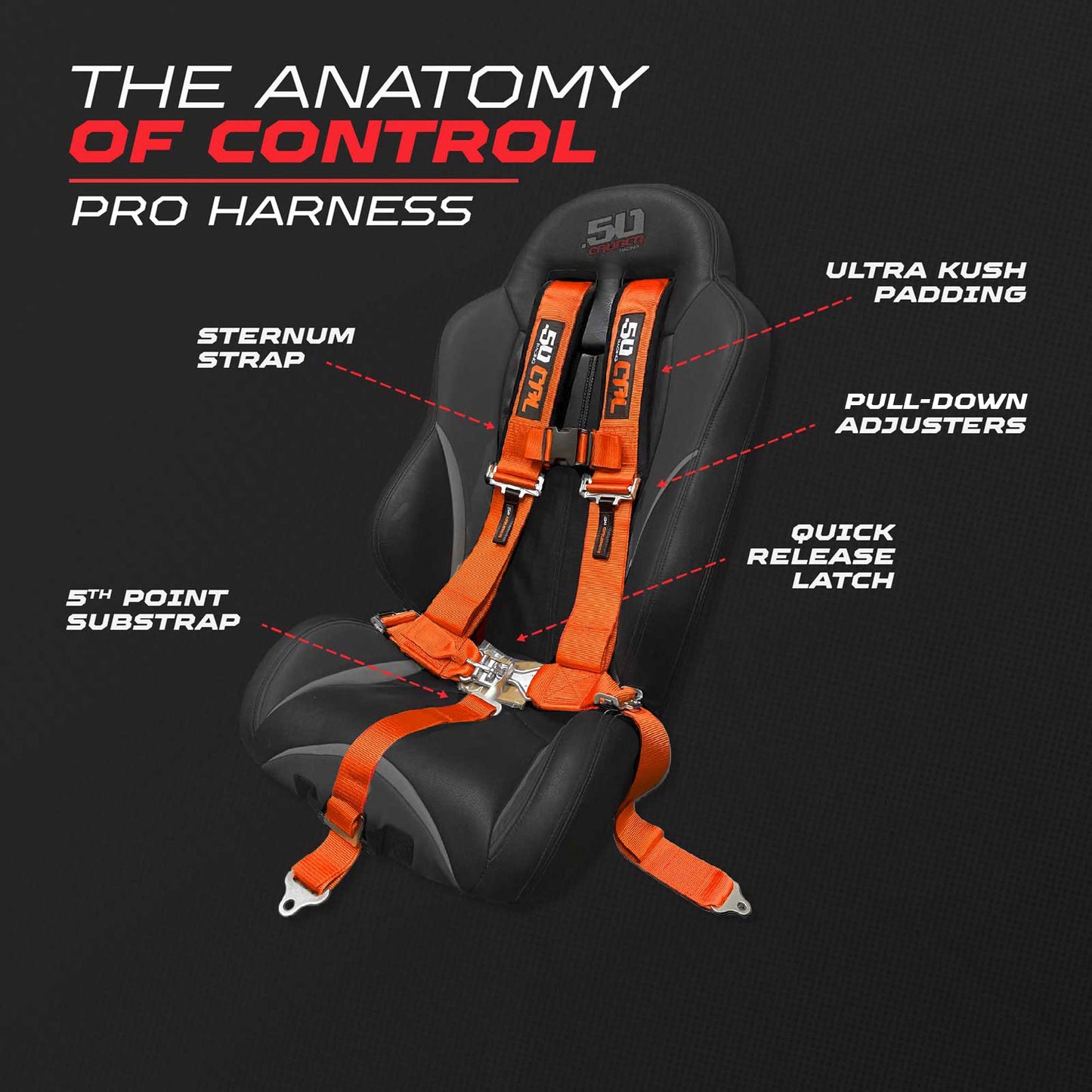 3" 5 point Pro Series Latch Harness 50 Caliber Racing Harness