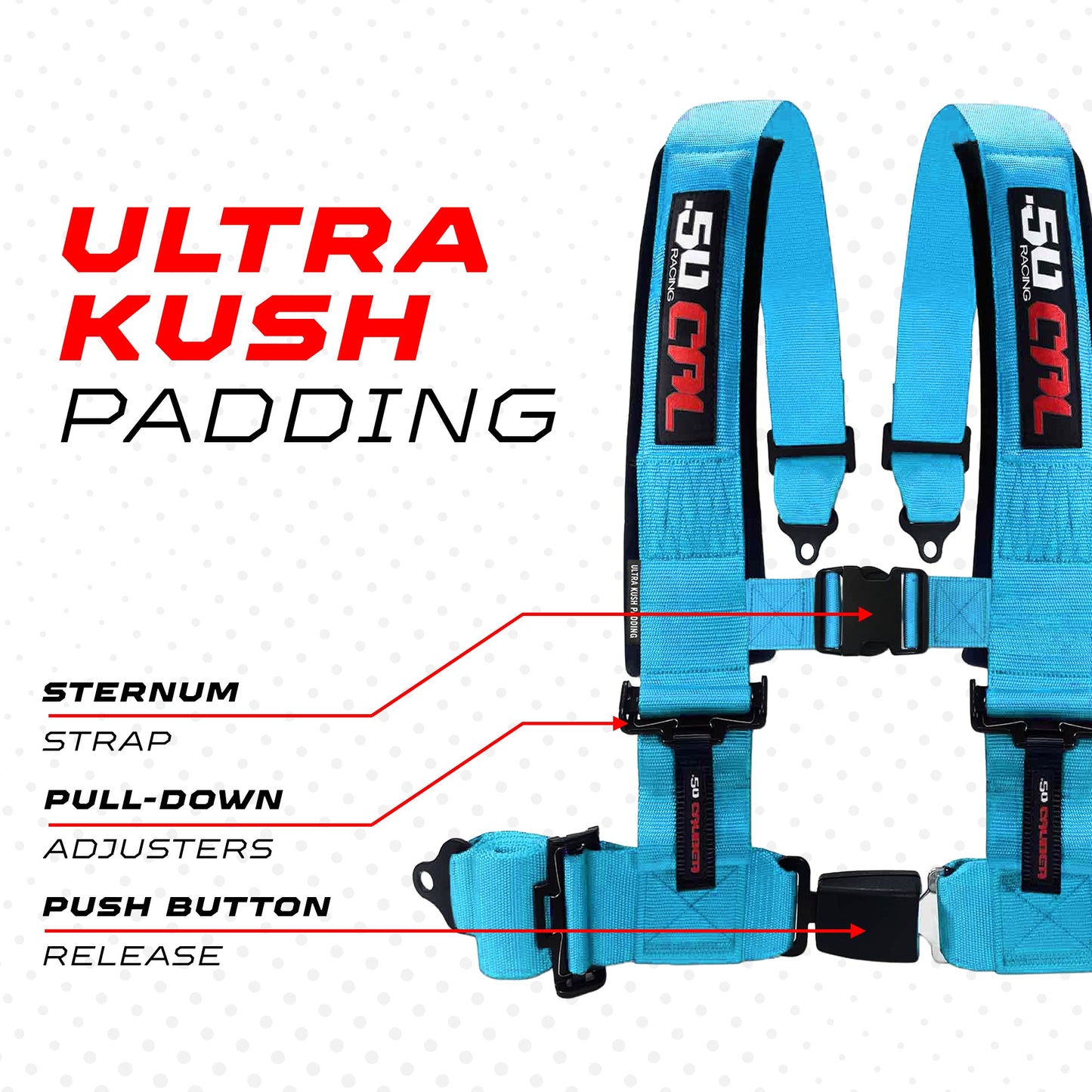 Pro Series 2" & 3" 4 point Harness with push button release