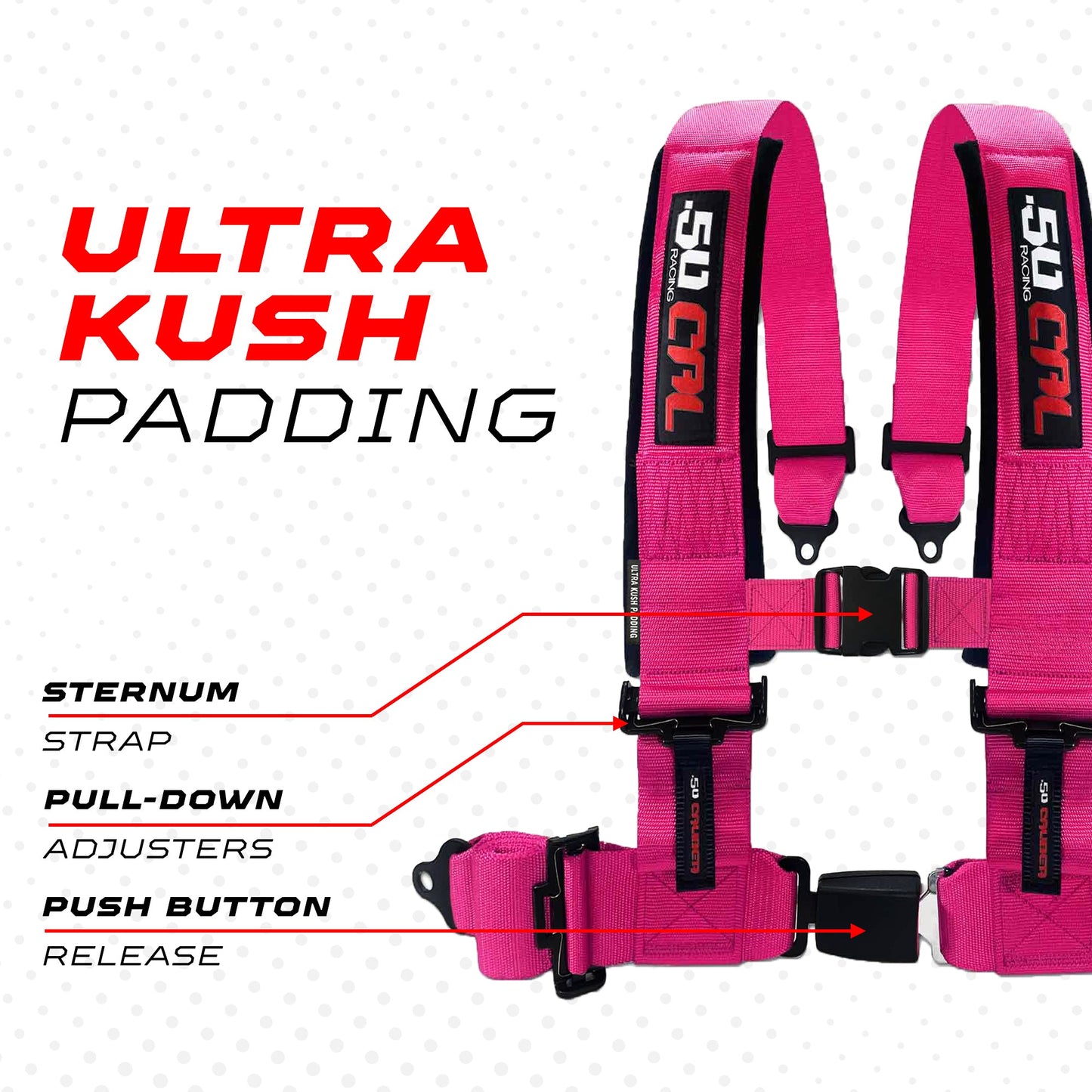 Pro Series 2" & 3" 4 point Harness with push button release