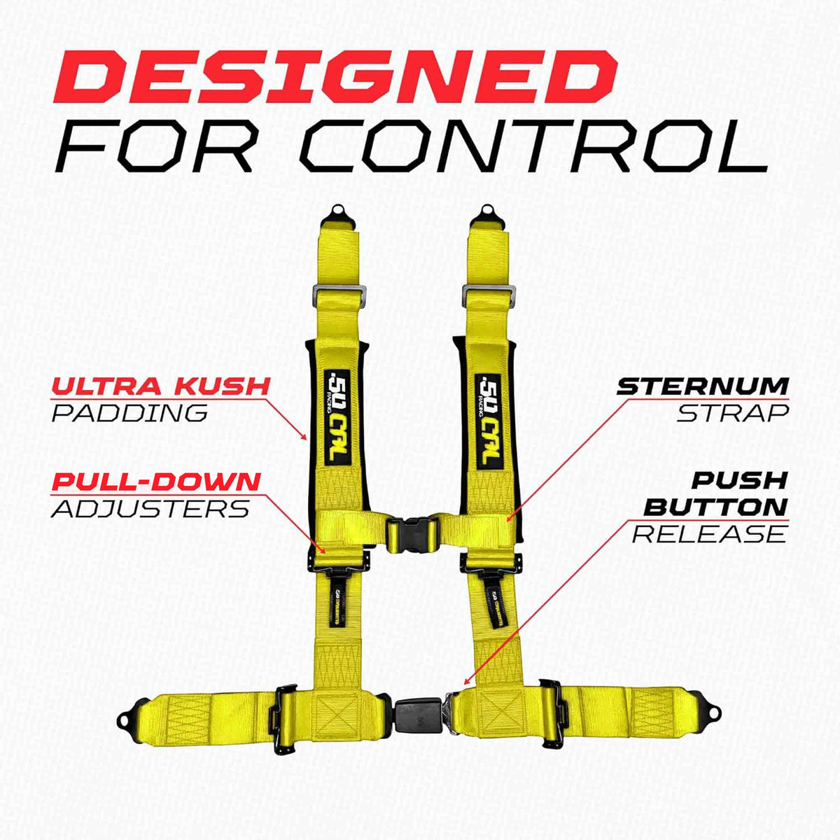 Pro Series 2" & 3" 4 point Harness with push button release