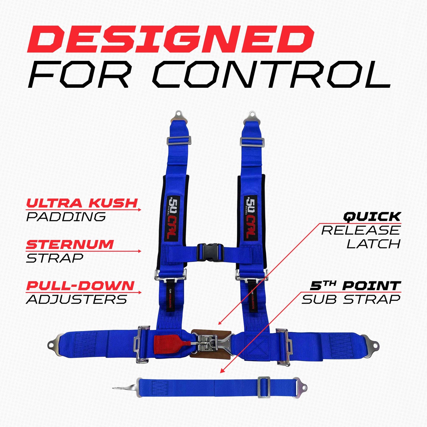 2" 5 point Pro Series Latch Harness 50 Caliber Racing Harness