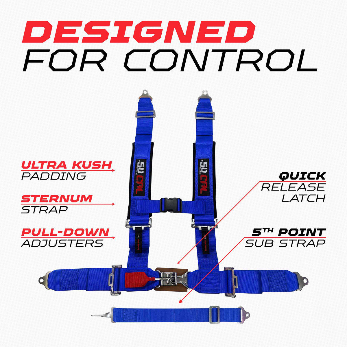3" 5 point Pro Series Latch Harness 50 Caliber Racing Harness