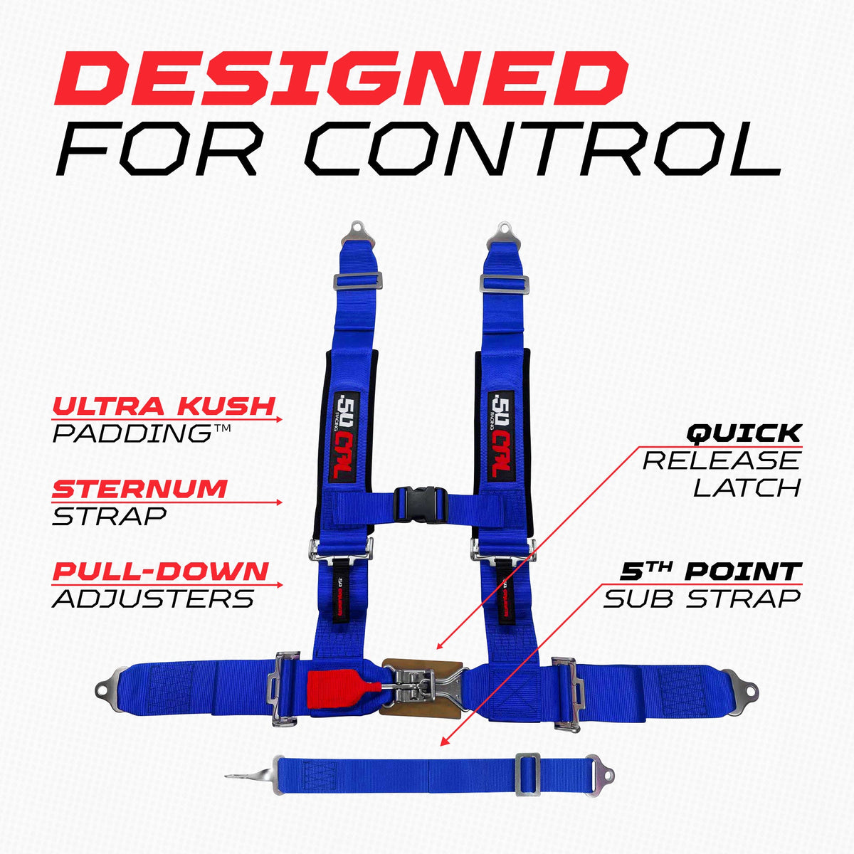 3" 5 point Pro Series Latch Harness 50 Caliber Racing Harness