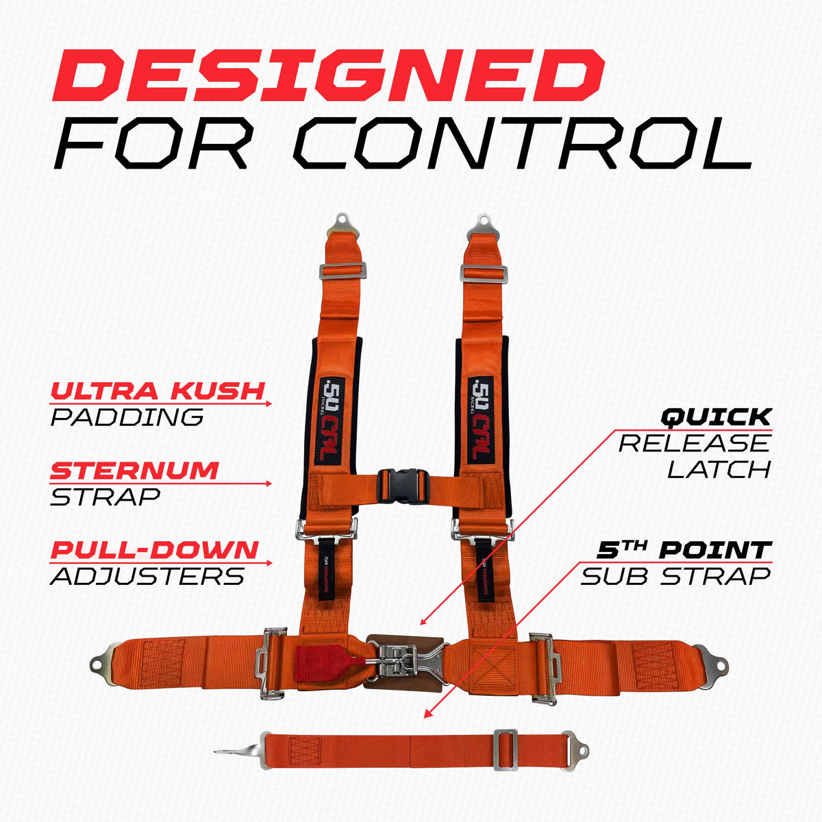 2" 5 point Pro Series Latch Harness 50 Caliber Racing Harness