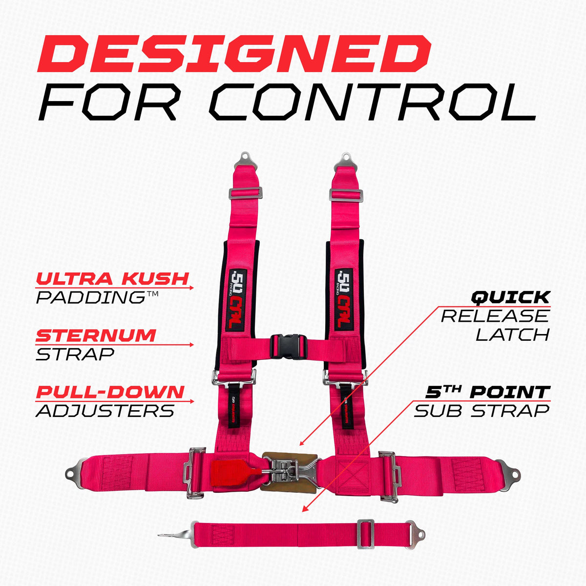 3" 5 point Pro Series Latch Harness 50 Caliber Racing Harness