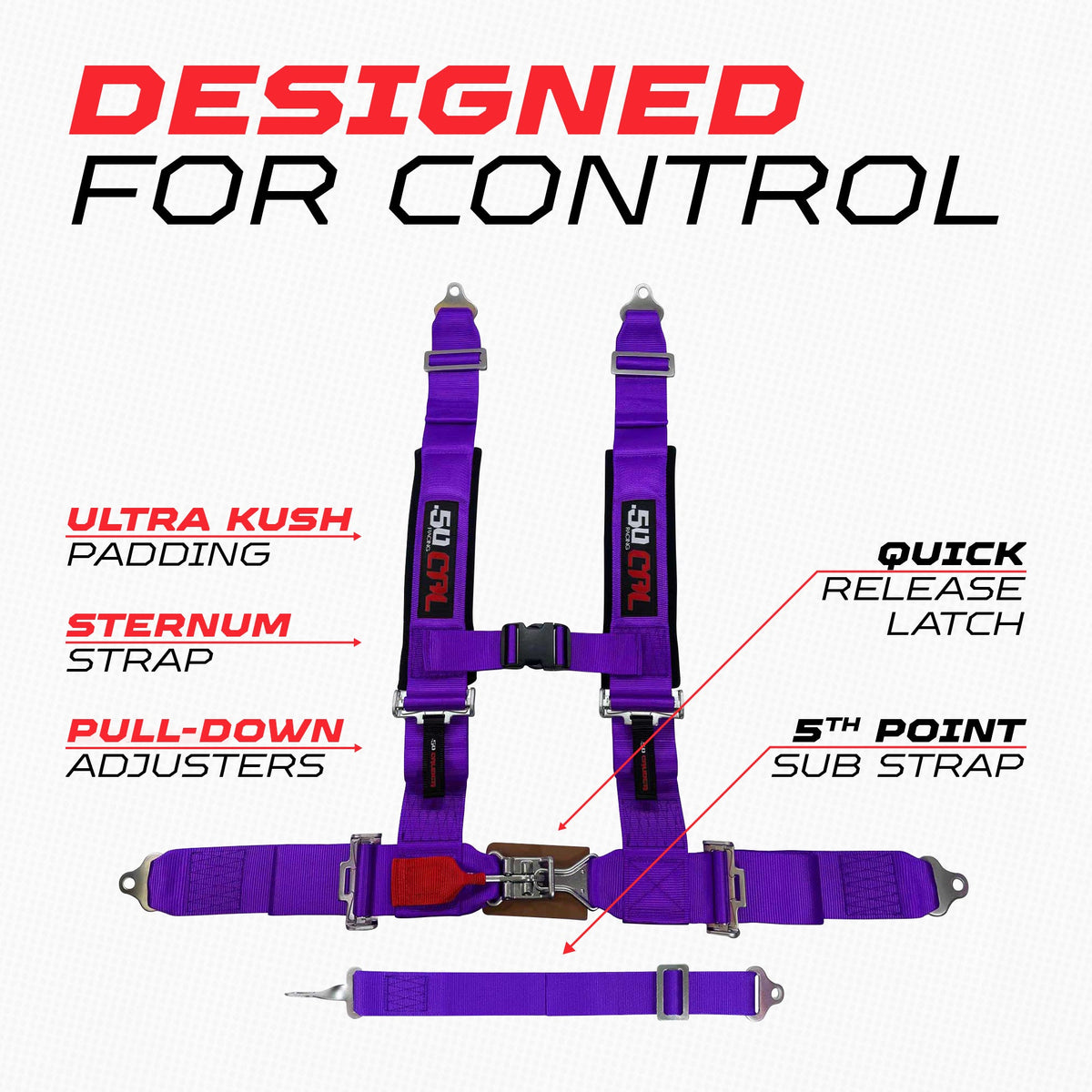 3" 5 point Pro Series Latch Harness 50 Caliber Racing Harness