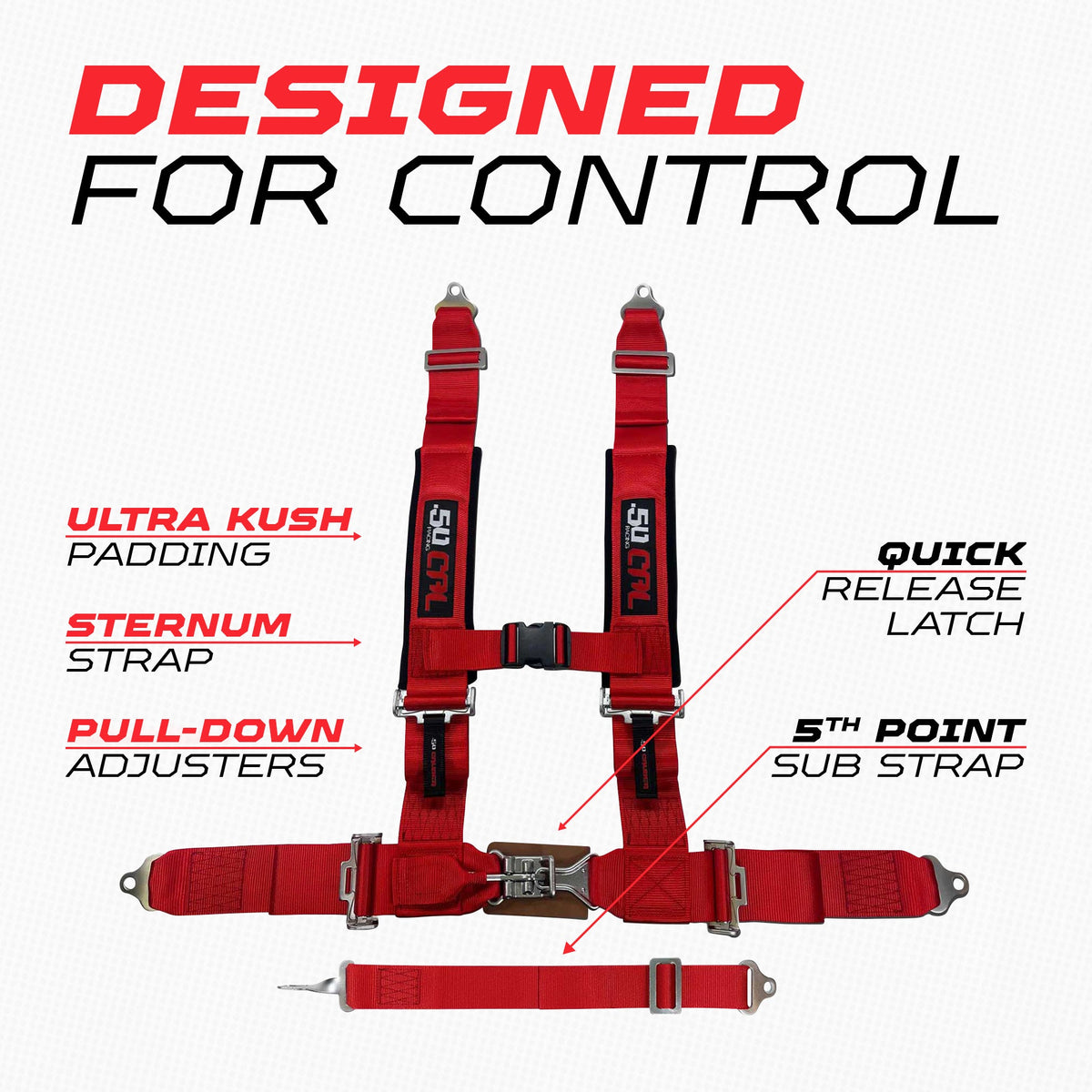 3" 5 point Pro Series Latch Harness 50 Caliber Racing Harness