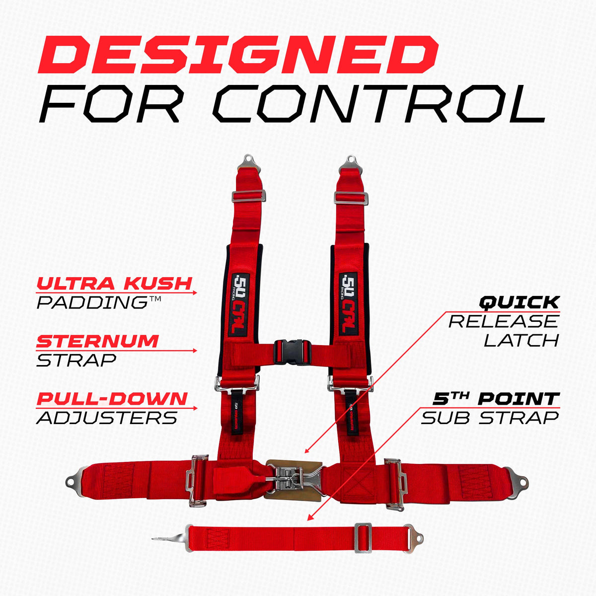 3" 5 point Pro Series Latch Harness 50 Caliber Racing Harness