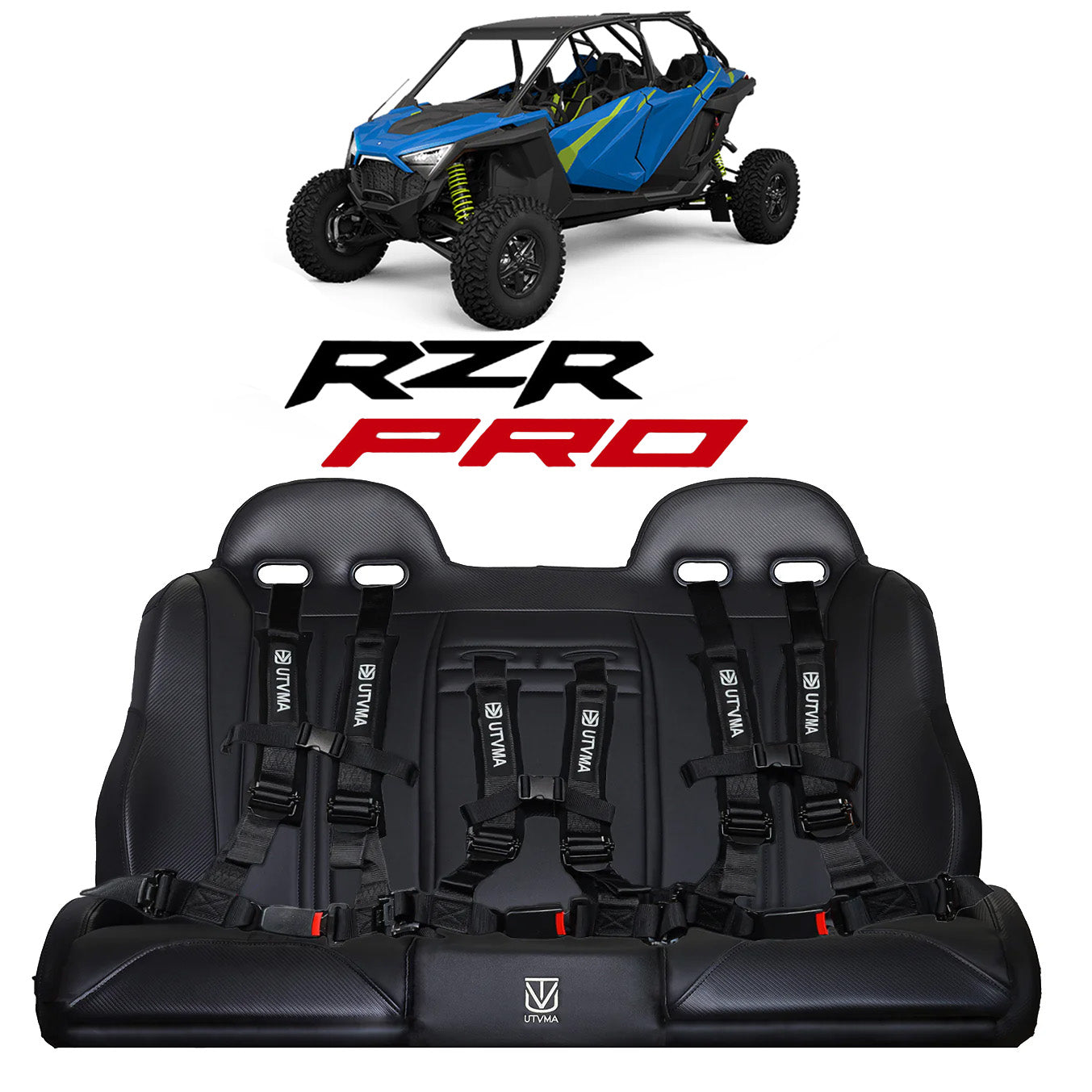 UTV Mountain Accessories RZR PRO R Rear Bench Seat W Harnesses... - UTV Mountain Accessories