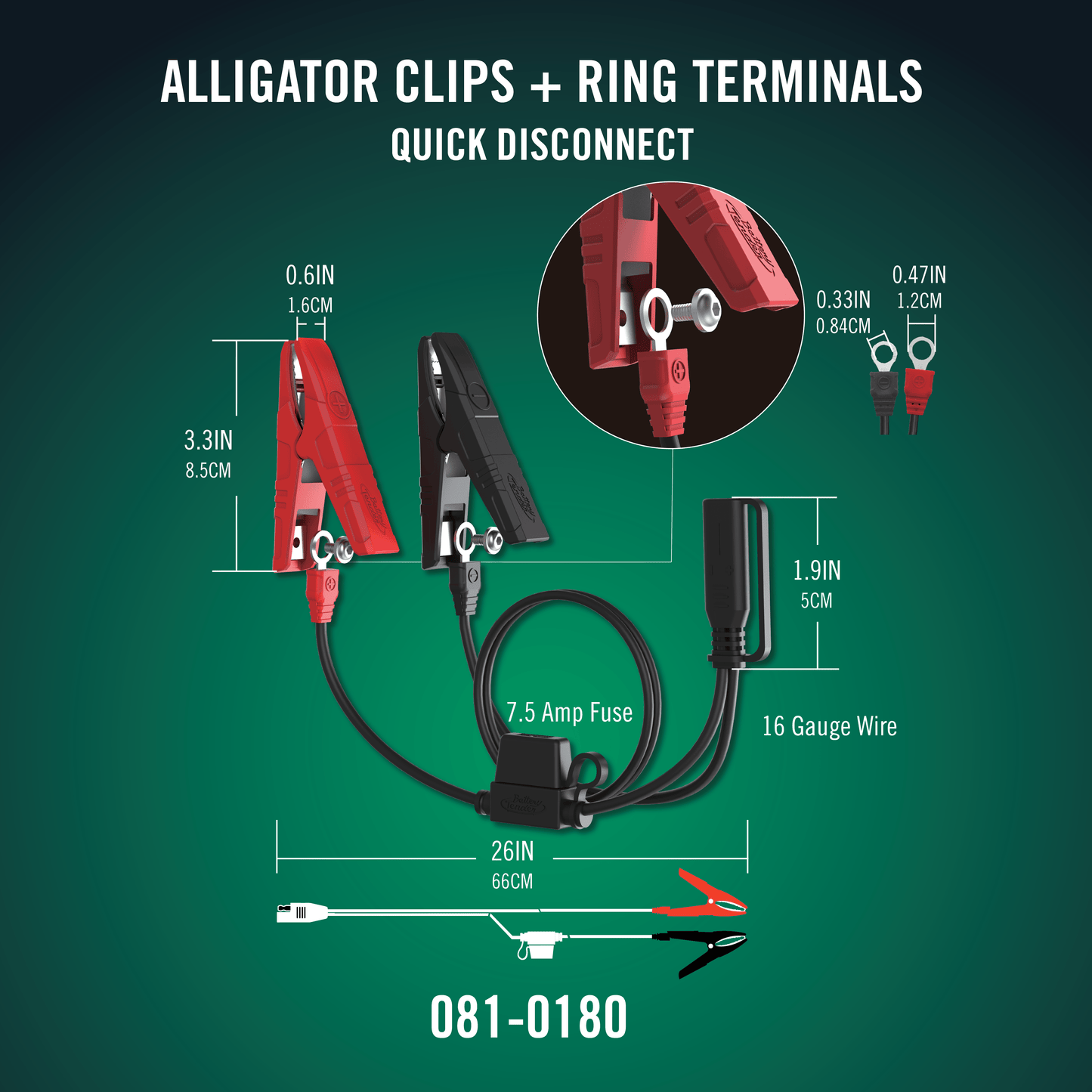Battery Tender® Alligator Clip and Ring Terminal Combo