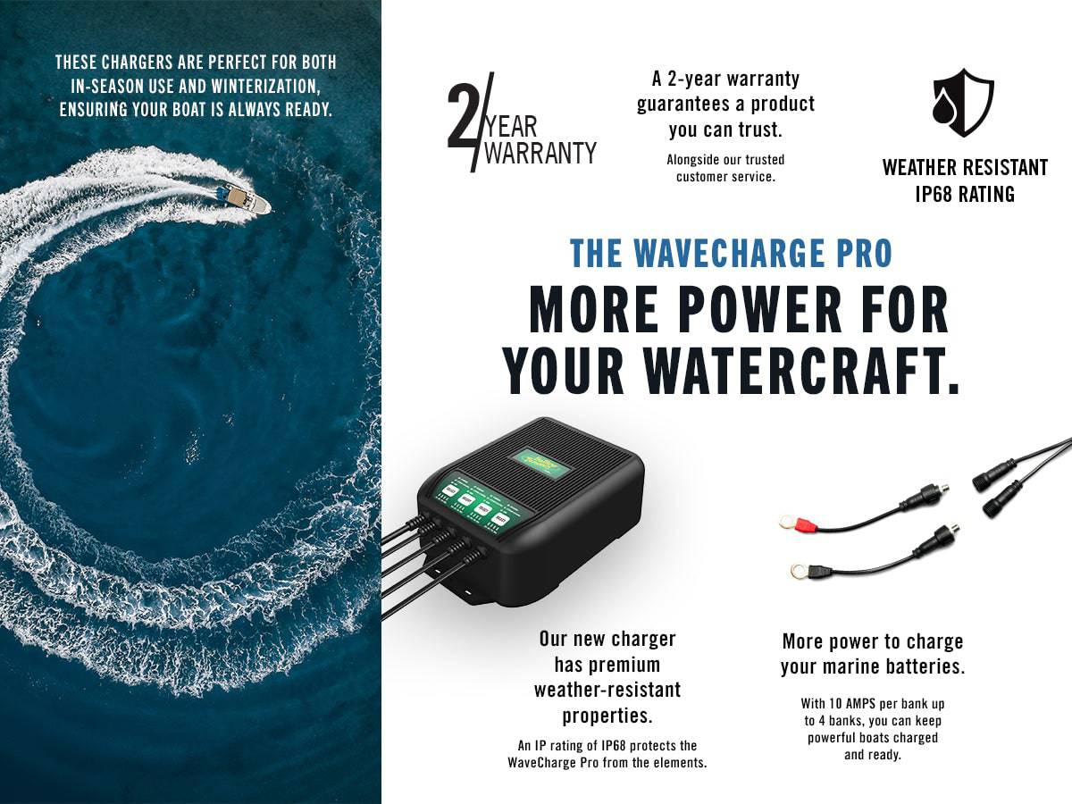 WaveCharge Pro 2-Bank 12V 20 Amp Battery Charger and Maintainer