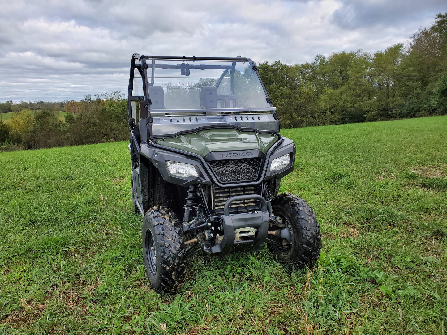 Honda Pioneer 500/520 - 2 Pc Windshield with Vent, Clamp, and Hard Coat Options