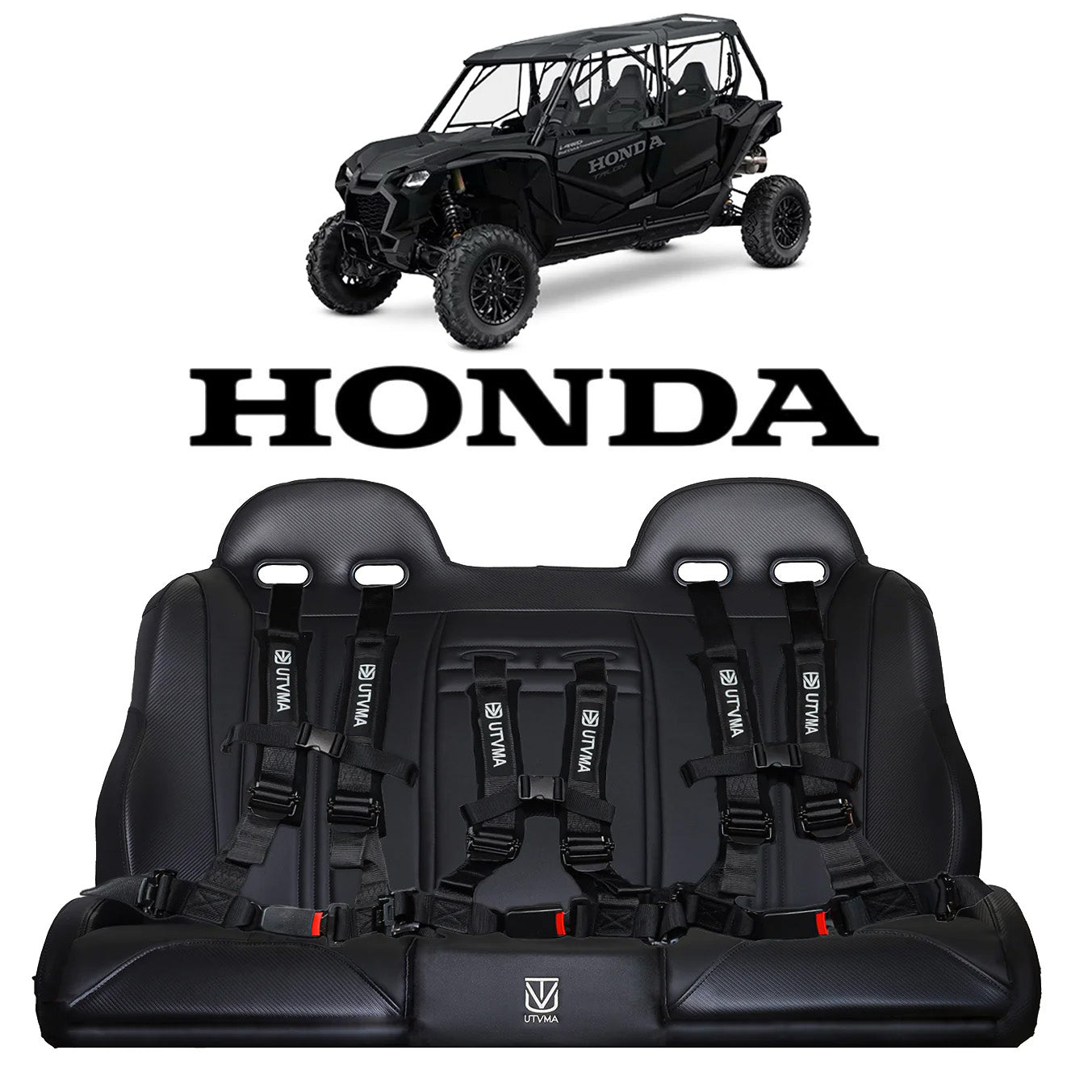 UTV Mountain Accessories Honda Talon 4 Rear Bench Seat W Harne... - UTV Mountain Accessories