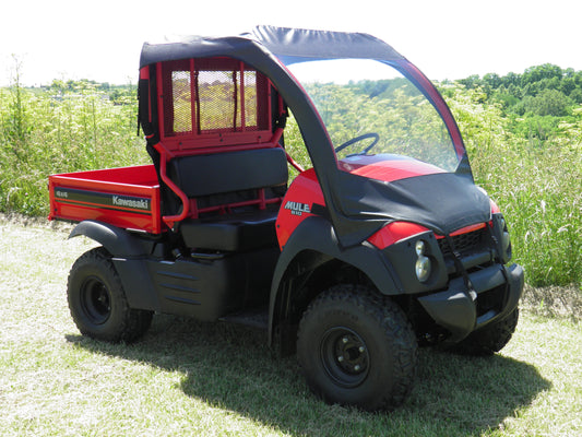 Kawasaki Mule 600/610 - Vinyl Windshield/Top/ (KAW610-WTR-BLK) - 3 Star UTV