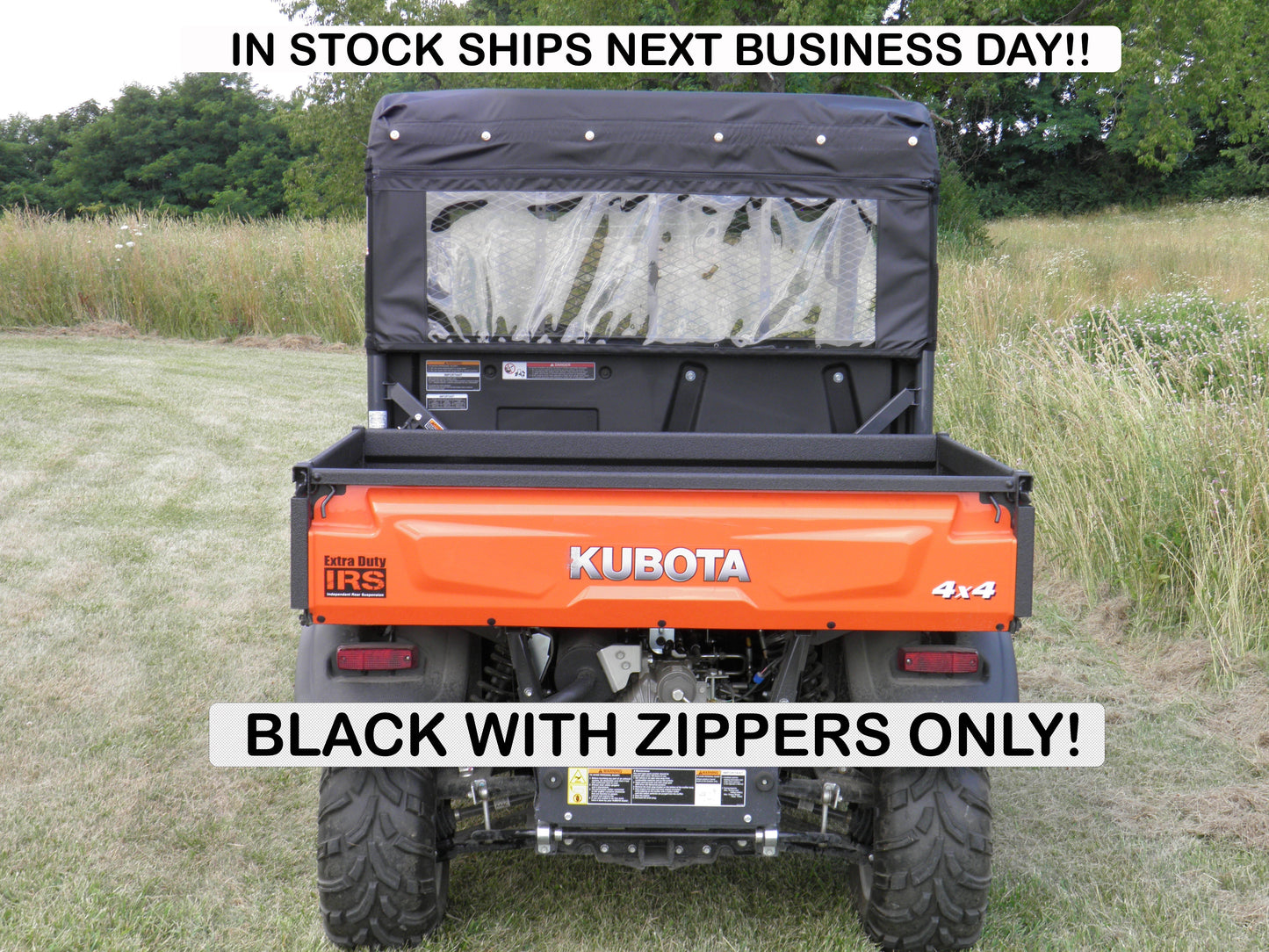 Kubota RTV X900/X1120 - Soft Back Panel (KUBX90-BCK-BLK) - 3 Star UTV