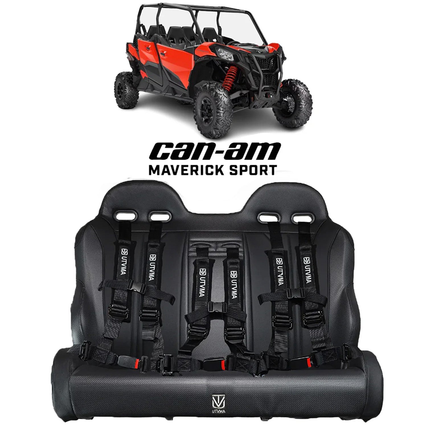 UTV Mountain Accessories Maverick Sport Max Rear Bench with Ha... - UTV Mountain Accessories