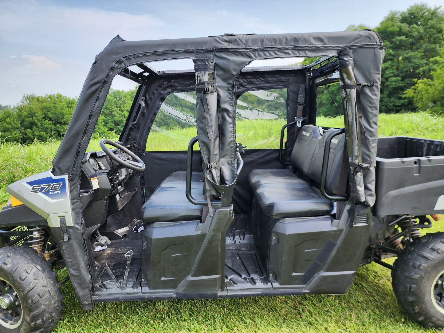 Polaris Ranger Crew 570 Mid Size - 4 Passenger - BLACK - Full Cab Enclosure for Hard Windshield